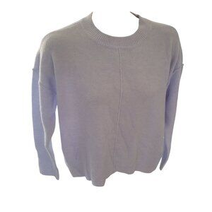 Vince Camuto XS Frozen Lavender Long-Sleeve Sweater With Ribbed Crew Neck & Cent